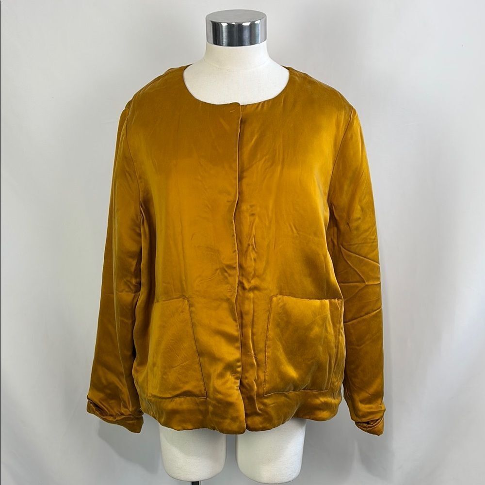Eileen Fisher Mustard Silk Quilted Lining Jacket